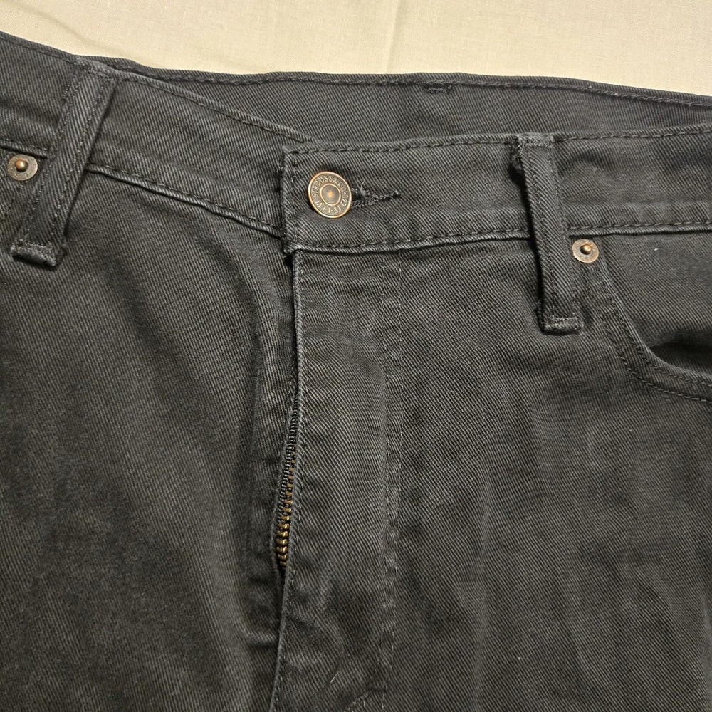 Levis 513 Jeans Mens 36x29 Black Dark Wash Slim Straight Stretch Denim Pants - Picture 5 of 15